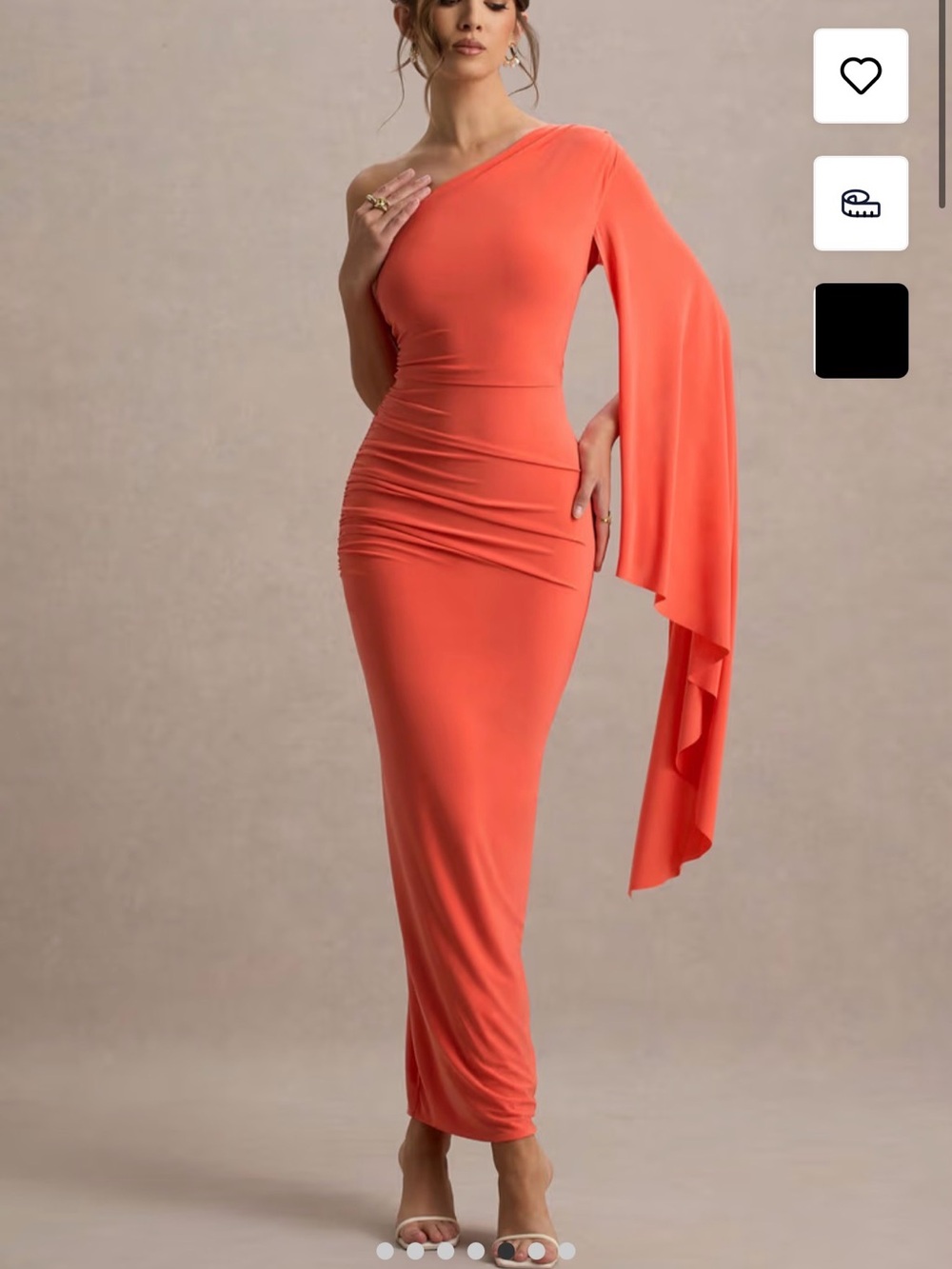 Club London clementina orange asymmetrical cape sleeve maxi sz 4